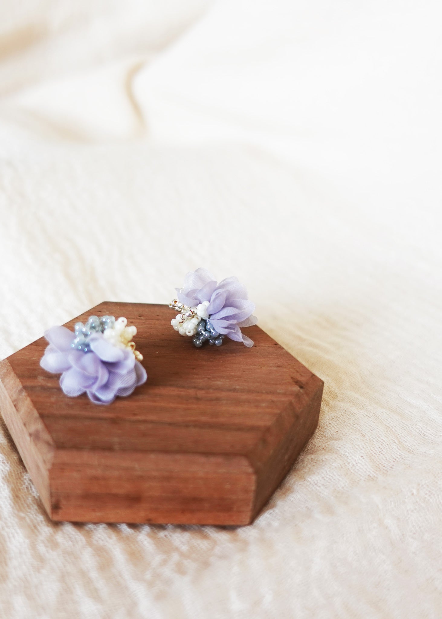 Luna Bloom Stud Earrings in Grey Right Far