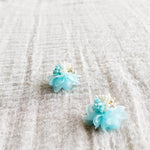 Luna Bloom Stud Earrings in Light Blue Left Front