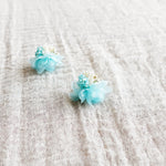 Luna Bloom Stud Earrings in Light Blue Right Left