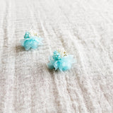 Luna Bloom Stud Earrings in Light Blue Right Left