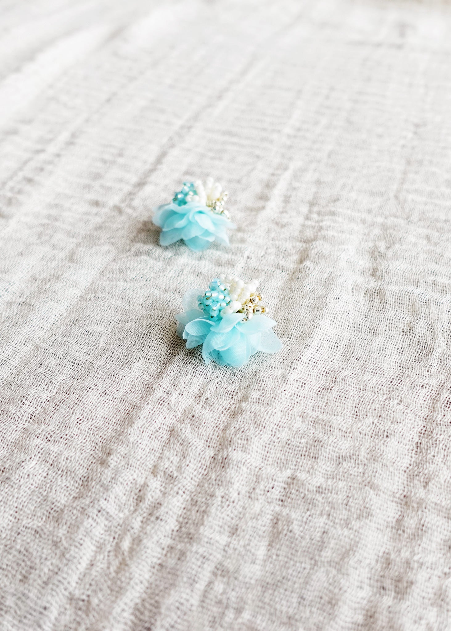 Luna Bloom Stud Earrings in Light Blue Right