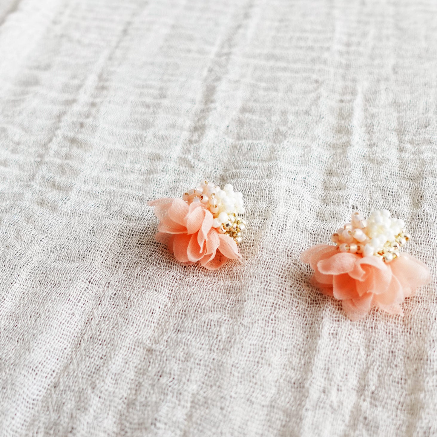Luna Bloom Stud Earrings in Orange Left Side