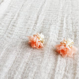 Luna Bloom Stud Earrings in Orange Left Side