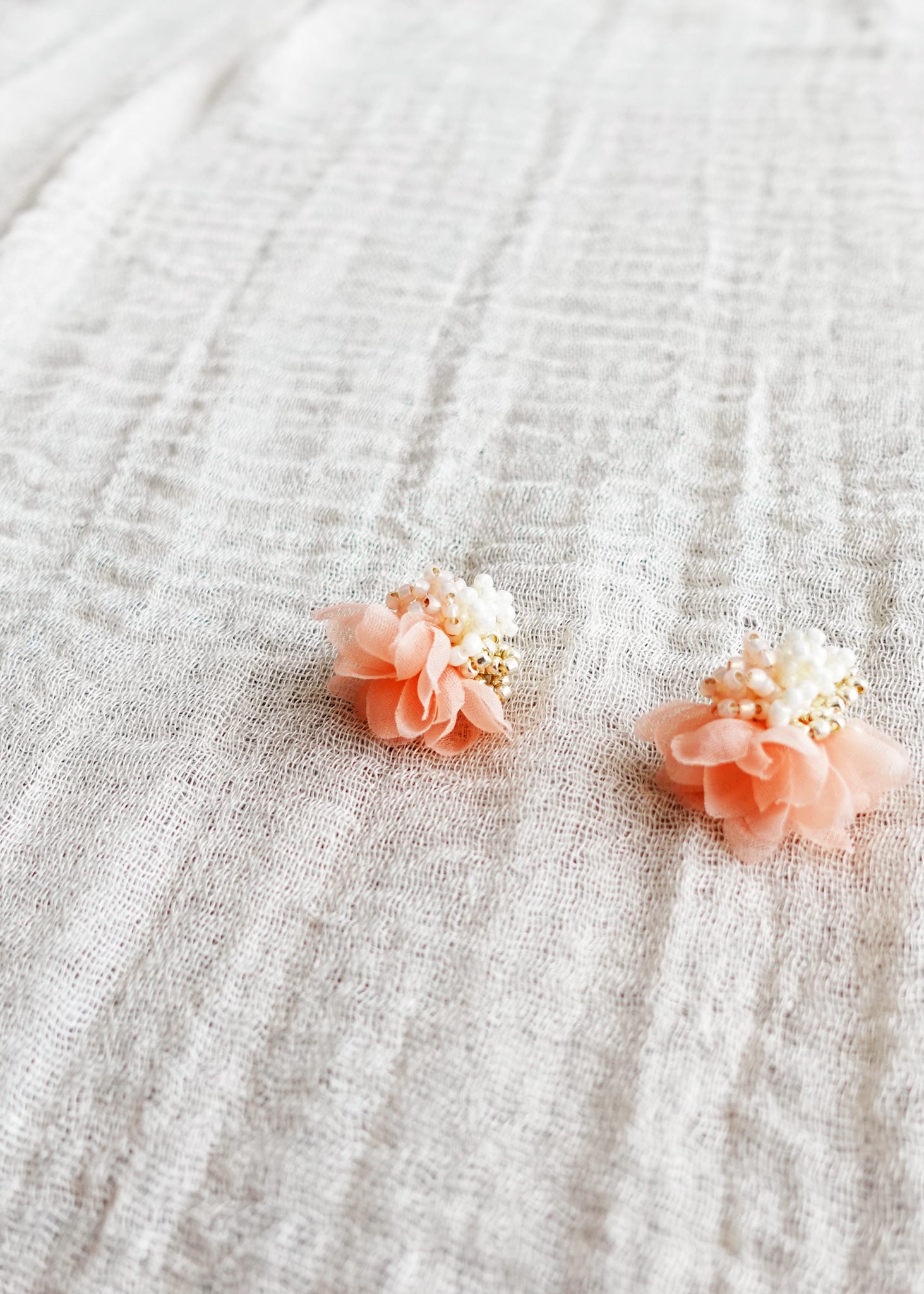 Luna Bloom Stud Earrings in Orange Left Side