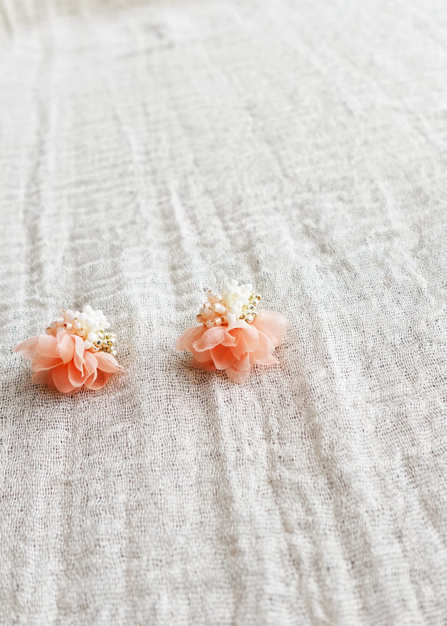 Luna Bloom Stud Earrings in Orange Right Left