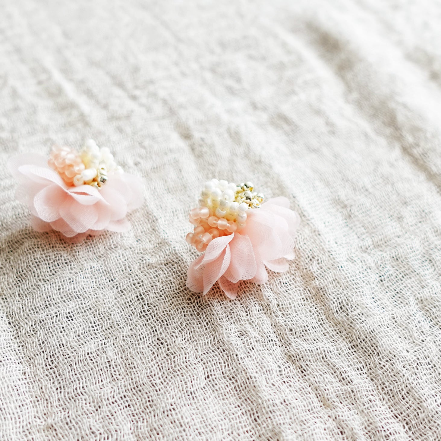 Luna Bloom Stud Earrings in Pink Right Left