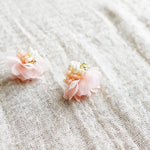 Luna Bloom Stud Earrings in Pink Right Left