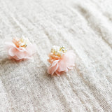 Luna Bloom Stud Earrings in Pink Right Left