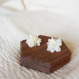 Luna Bloom Stud Earrings in White Front