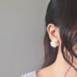 Luna Bloom Stud Earrings in White Model