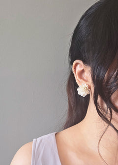 Luna Bloom Stud Earrings in White Model
