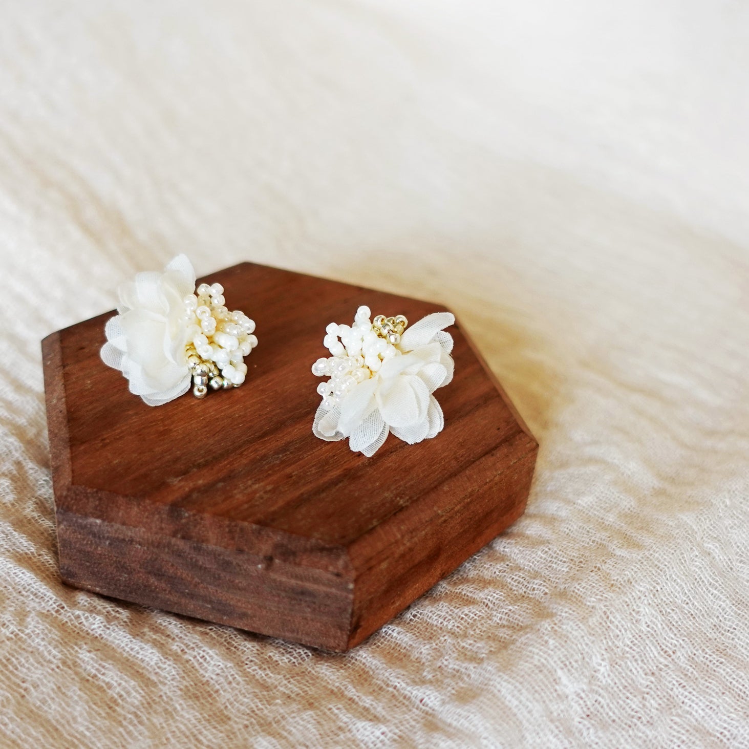 Luna Bloom Stud Earrings in White Right