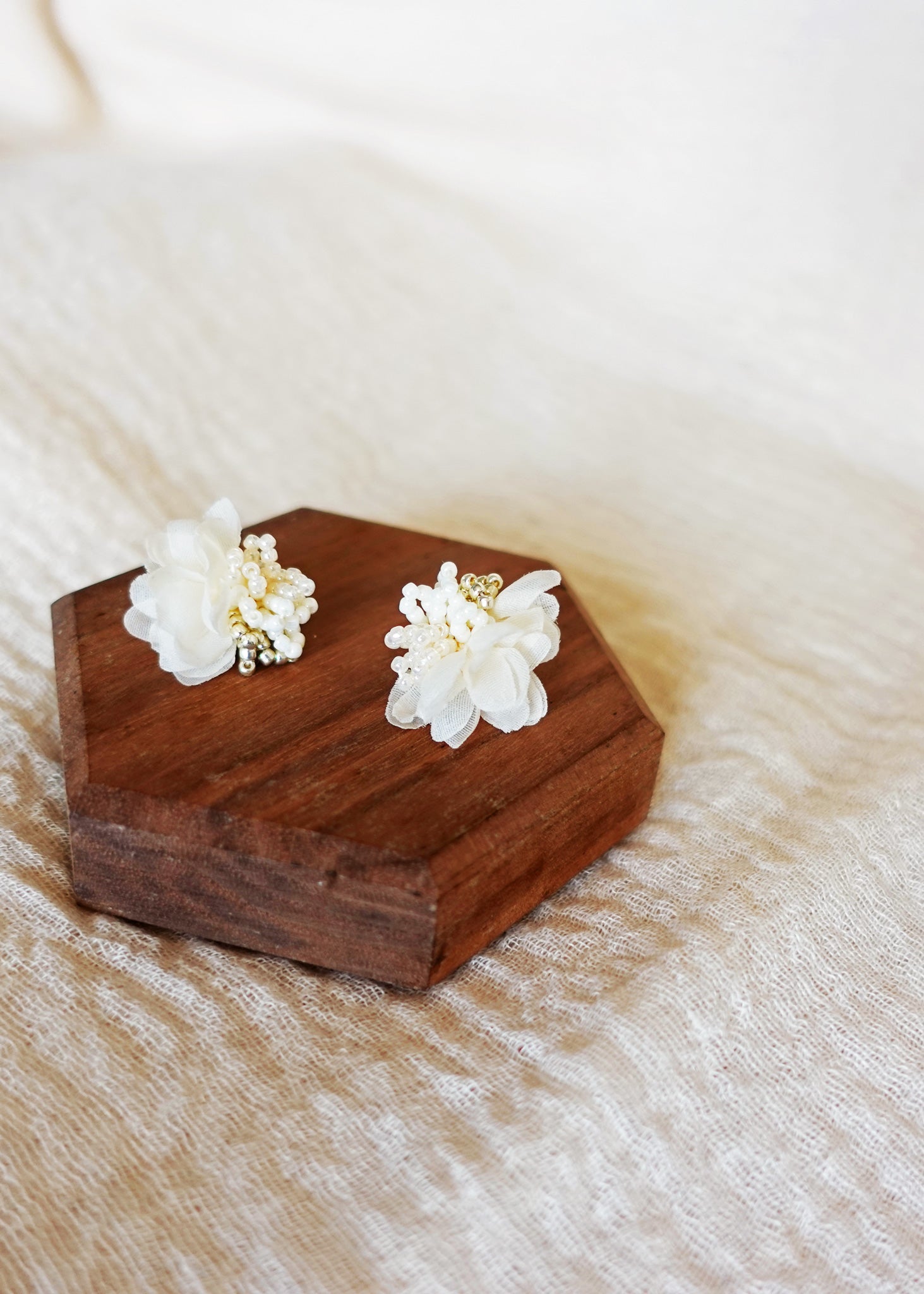 Luna Bloom Stud Earrings in White Right