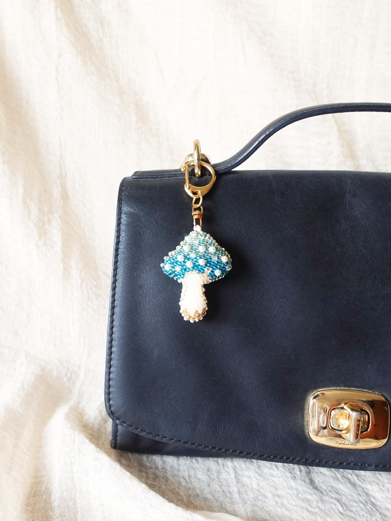 Magical Mushroom Charm in Blue Bag