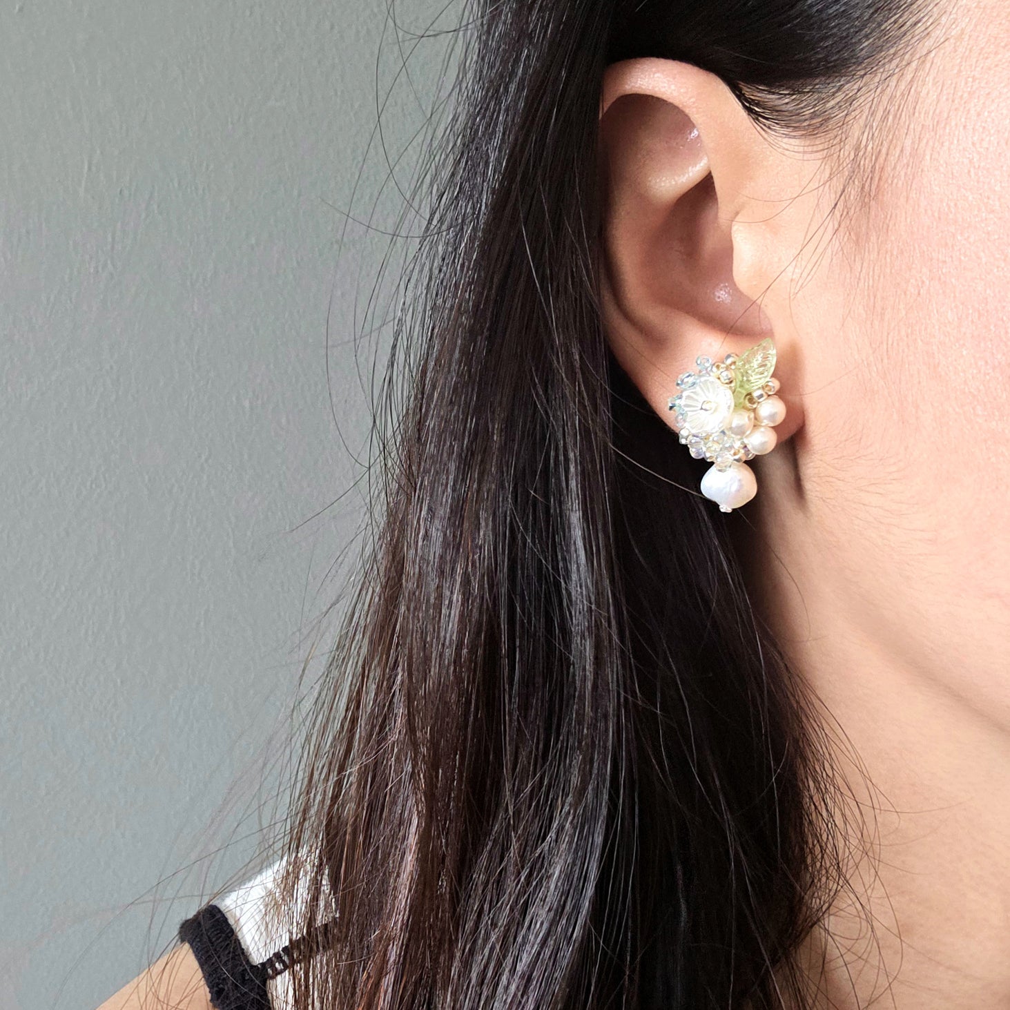 Marigold Lilith Earrings in Blue Model