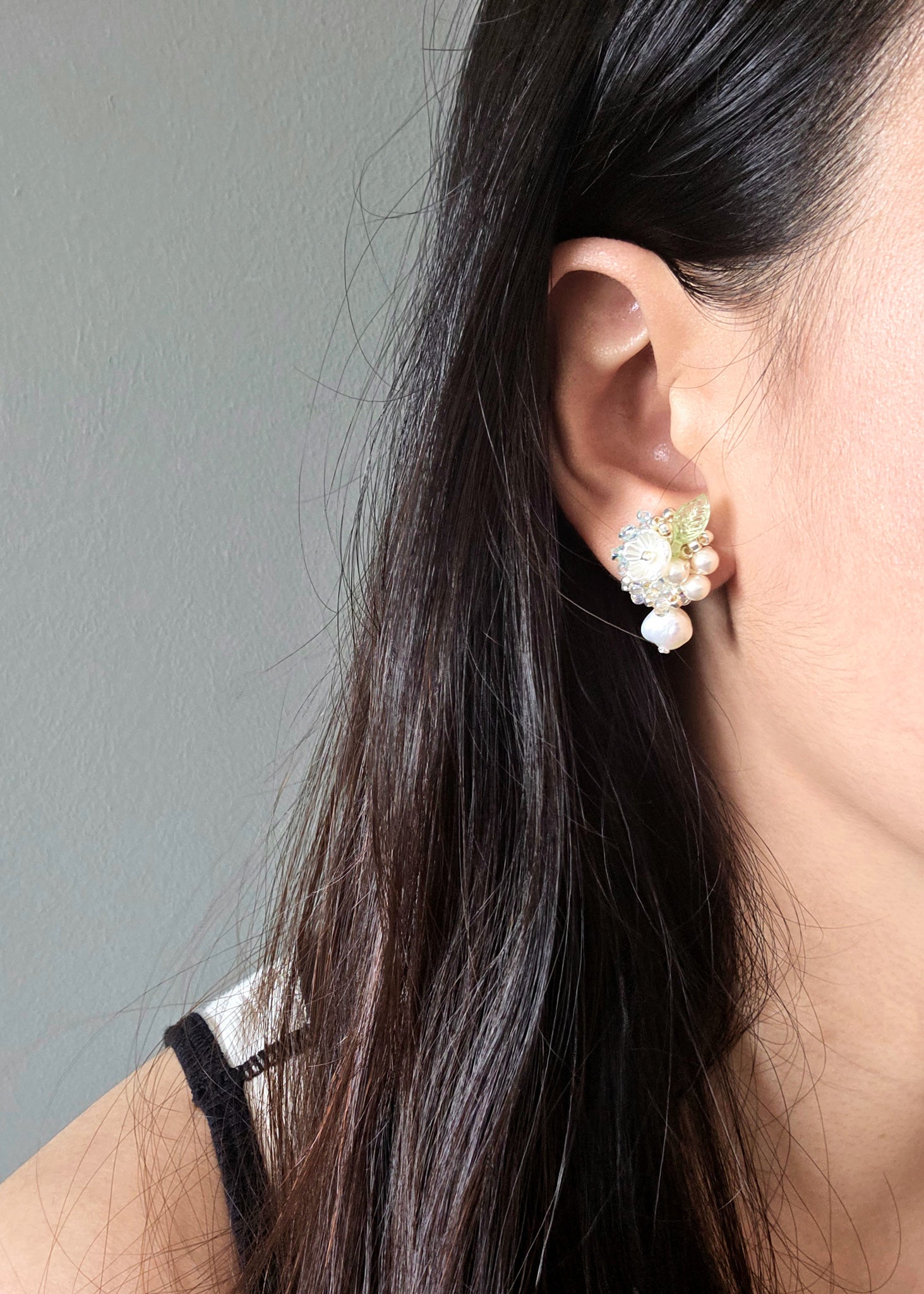 Marigold Lilith Earrings in Blue Model