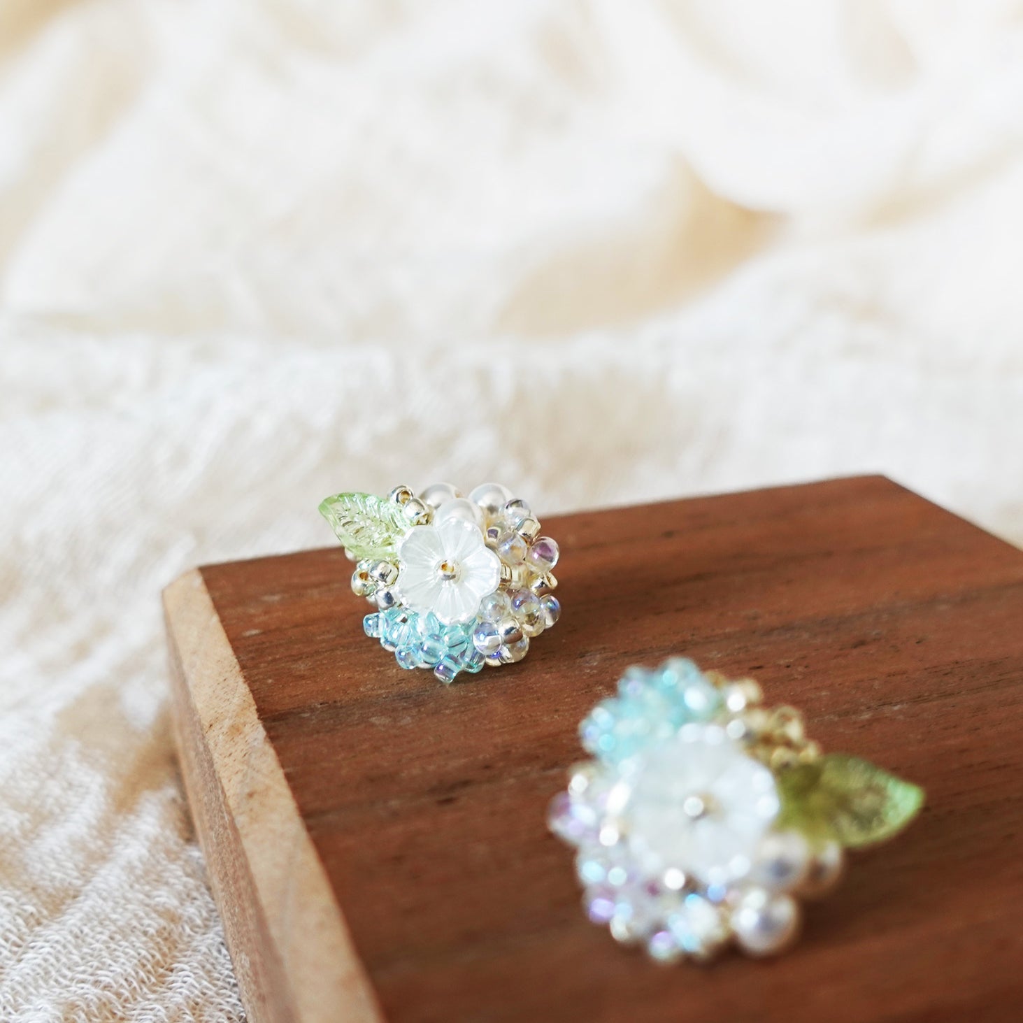 Marigold Stud Earrings in Blue Display