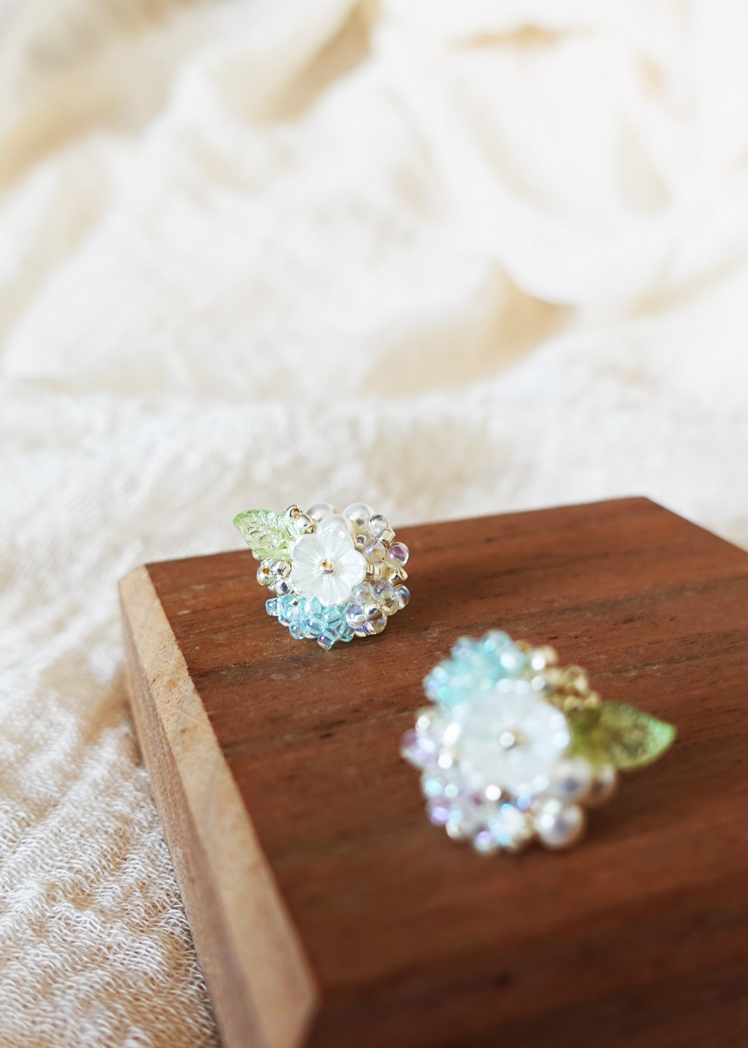 Marigold Stud Earrings in Blue Display