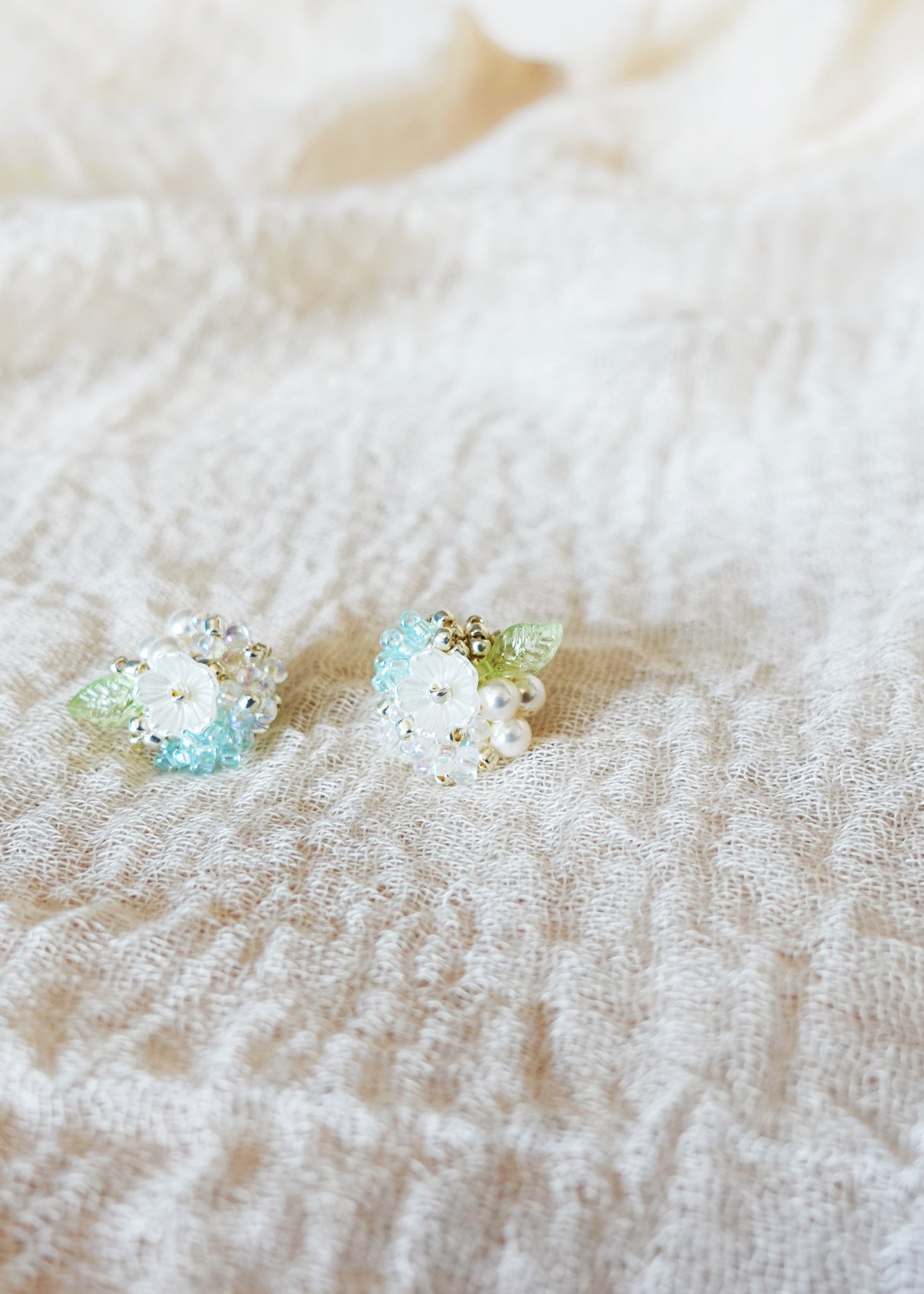 Marigold Stud Earrings in Blue Front