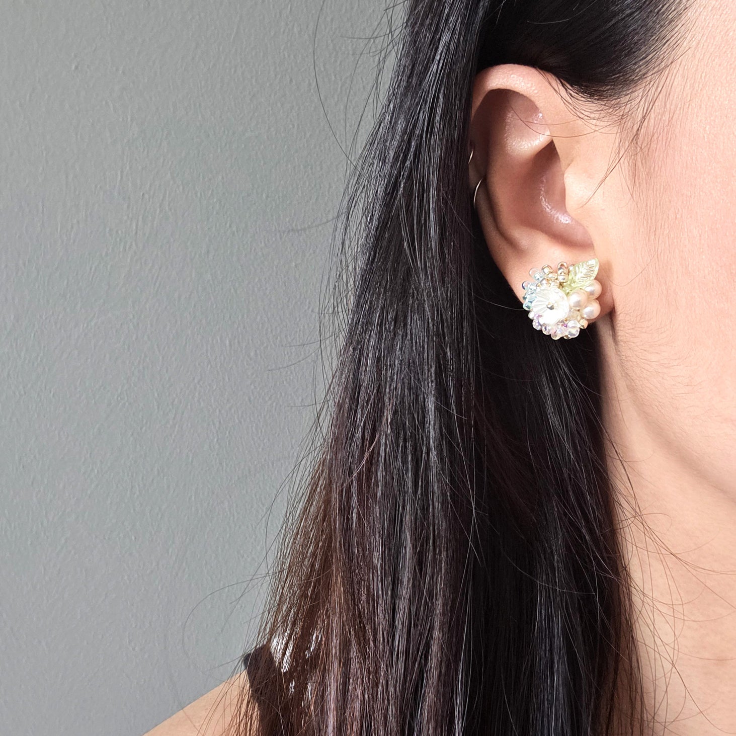 Marigold Stud Earrings in Blue Model