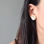 Marigold Stud Earrings in Blue Model