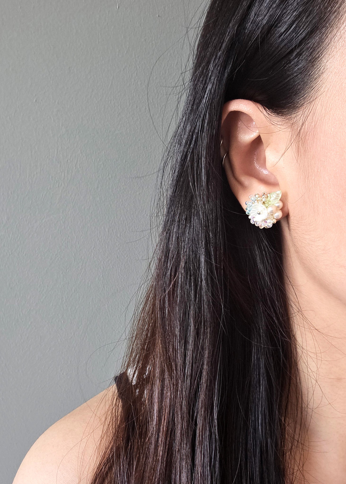 Marigold Stud Earrings in Blue Model