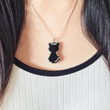 Midnight Cat Necklace Model Close