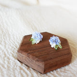 Moonlit Petals Stud Earrings in Blue Close