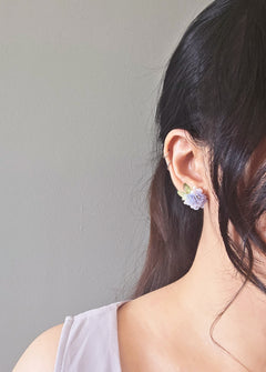 Moonlit Petals Stud Earrings in Blue Model