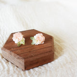Moonlit Petals Stud Earrings in Coral Side