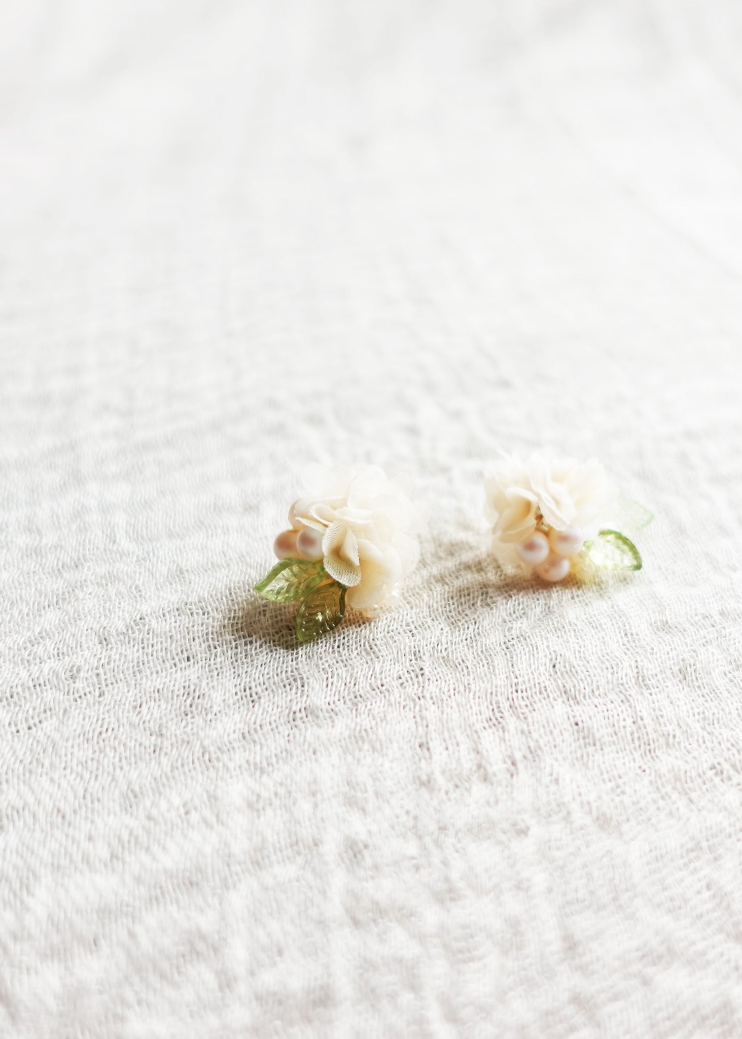 Moonlit Petals Stud Earrings in White Left