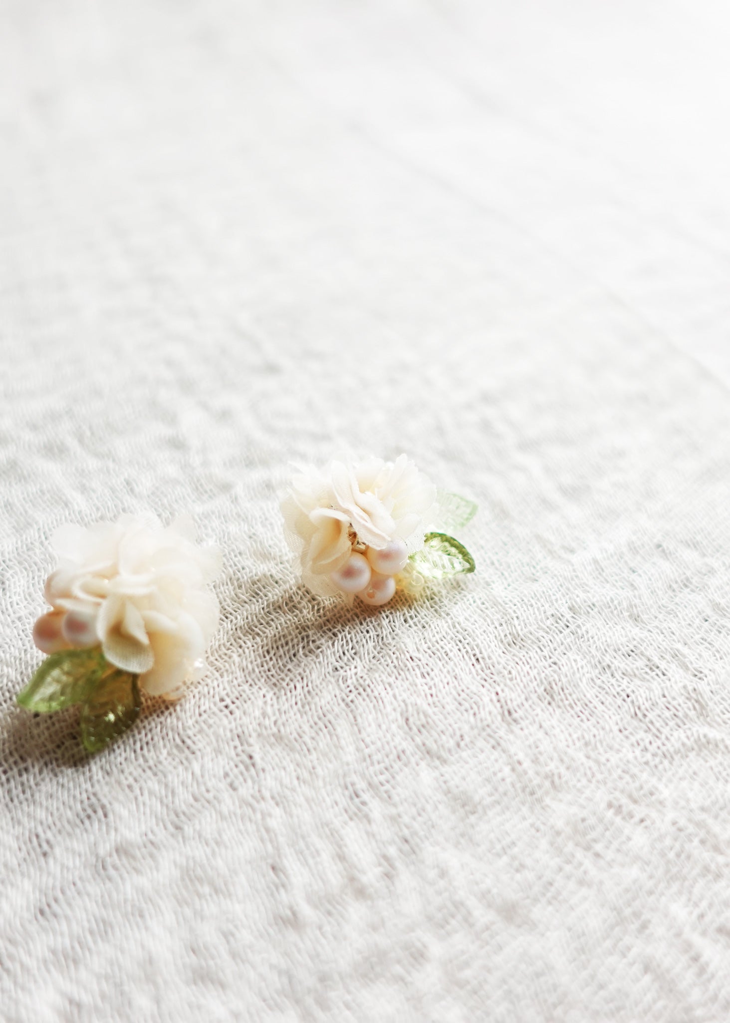 Moonlit Petals Stud Earrings in White Right Side