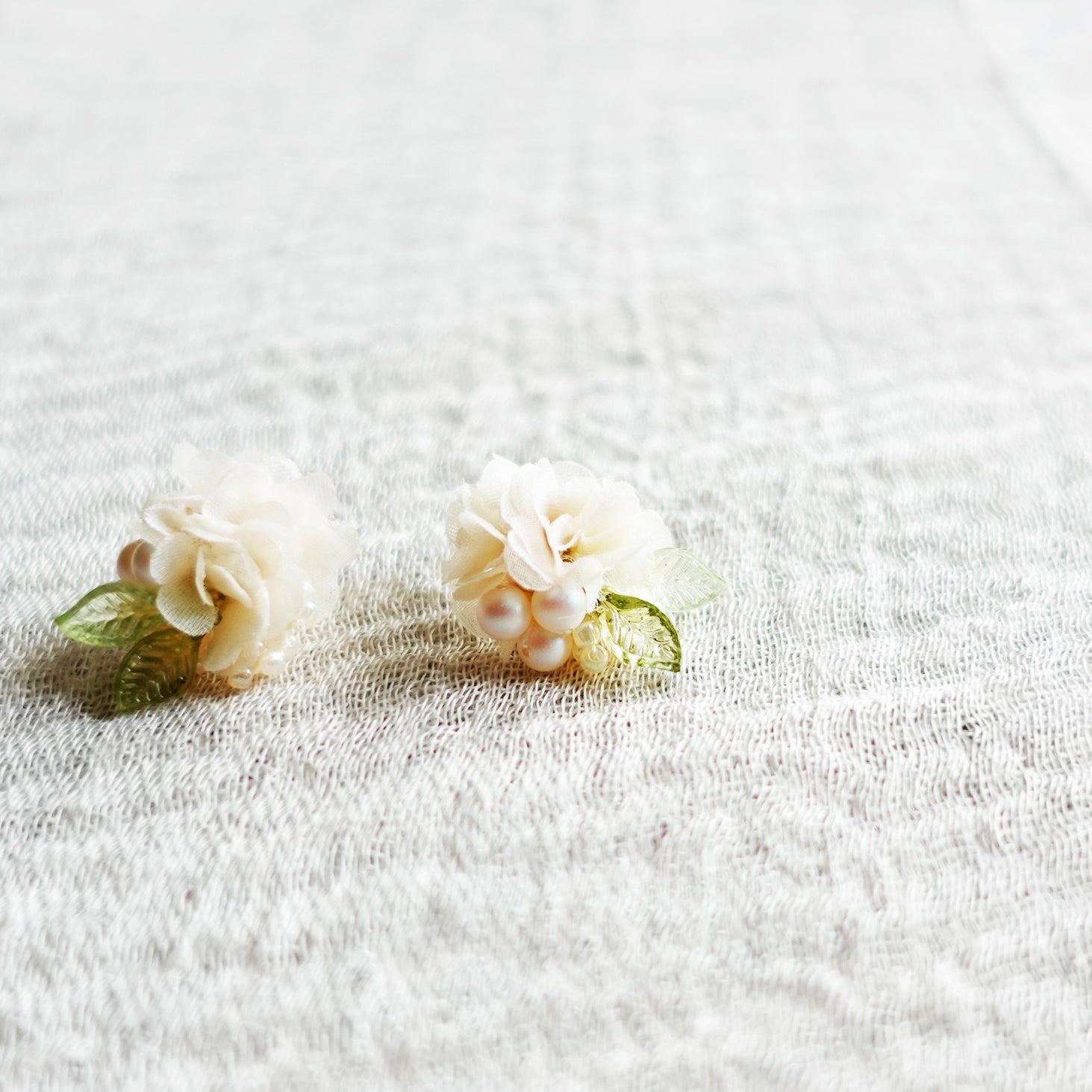 Flower Petal Jewelry Moonlit Stud Earrings in White