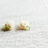 Flower Petal Jewelry Moonlit Stud Earrings in White