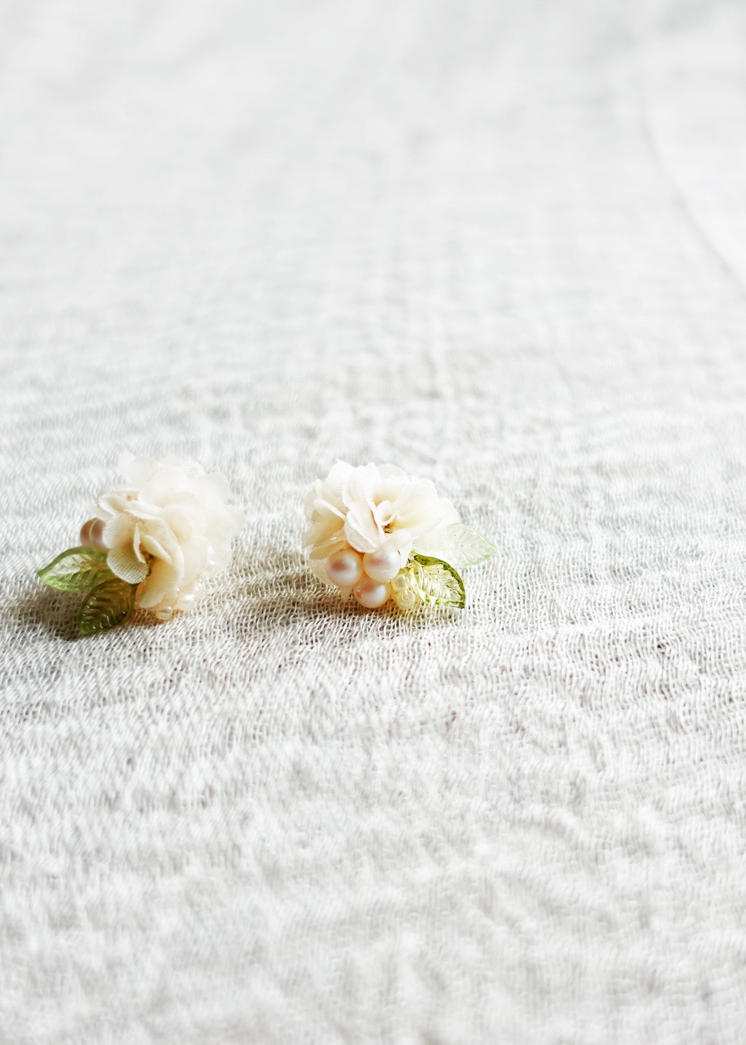 Flower Petal Jewelry Moonlit Stud Earrings in White
