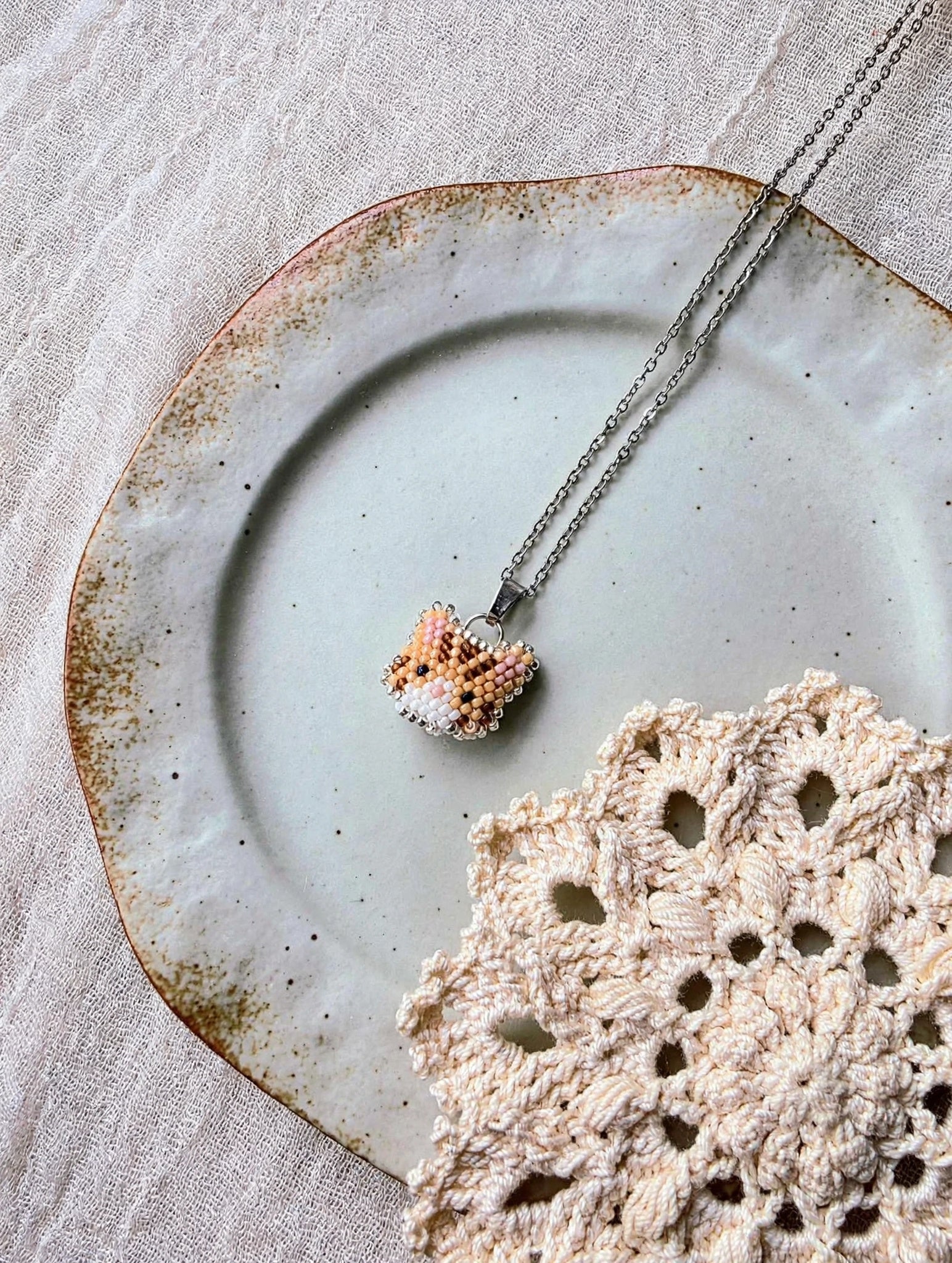 Orange tabby cat necklace in stainless steel