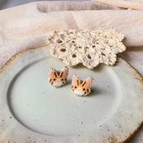 Orange tabby cat stud earrings front