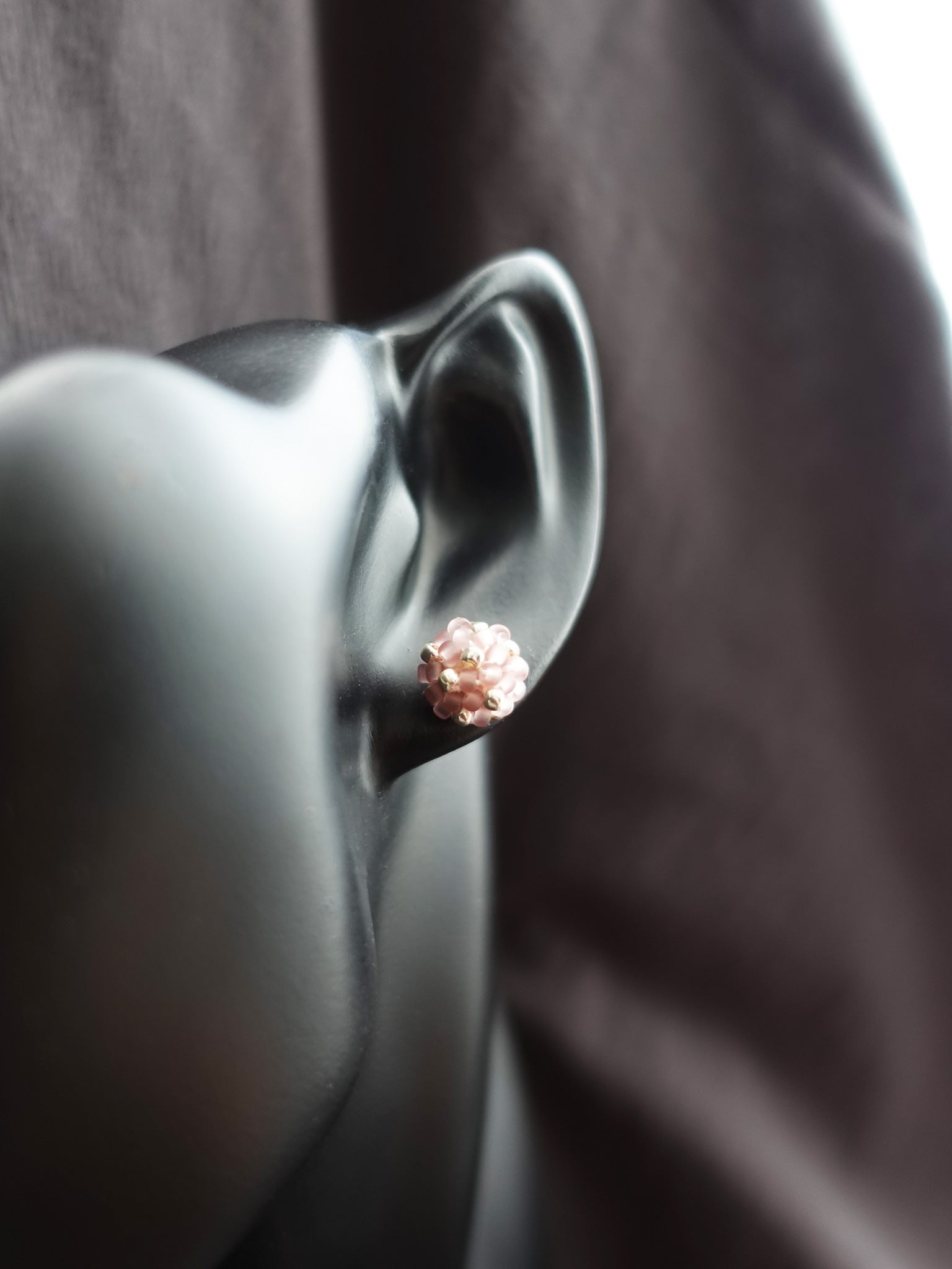 Orb Star Dust Stud Earrings in Mauve Purple Bust