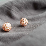 Orb Stud Earrings in Champagne Pink Front