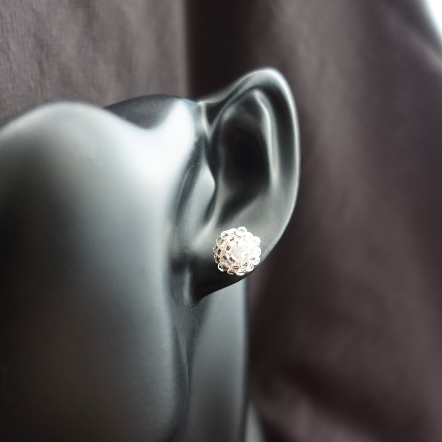Orb Stud Earrings in Crystal Silver Bust