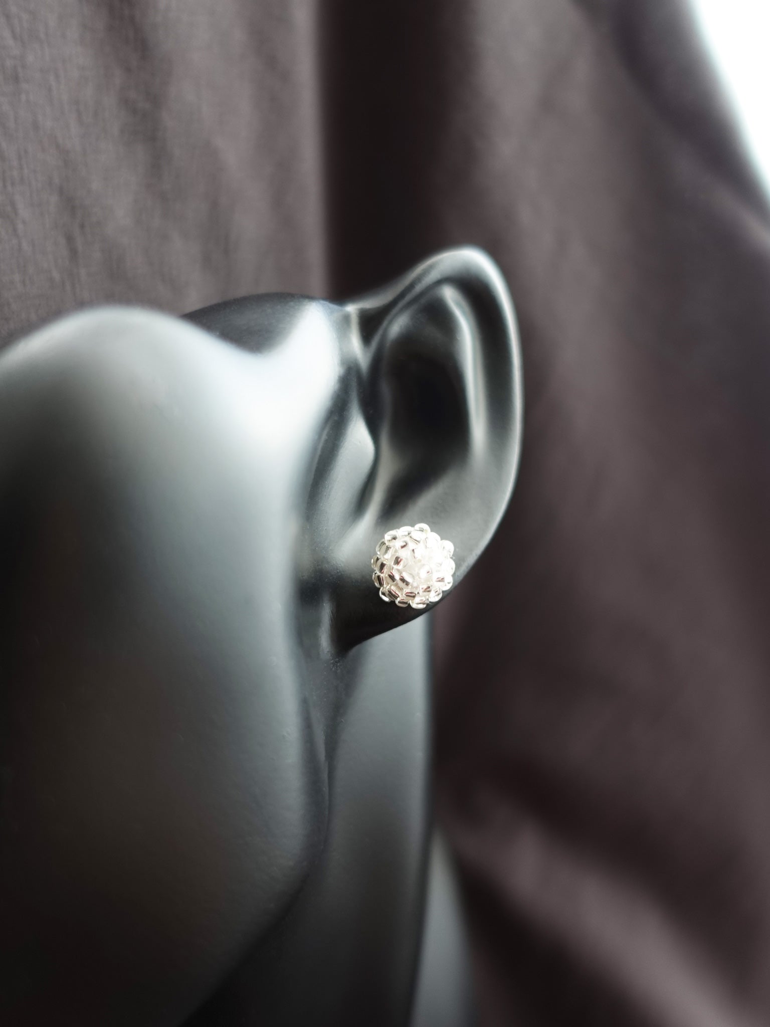 Orb Stud Earrings in Crystal Silver Bust