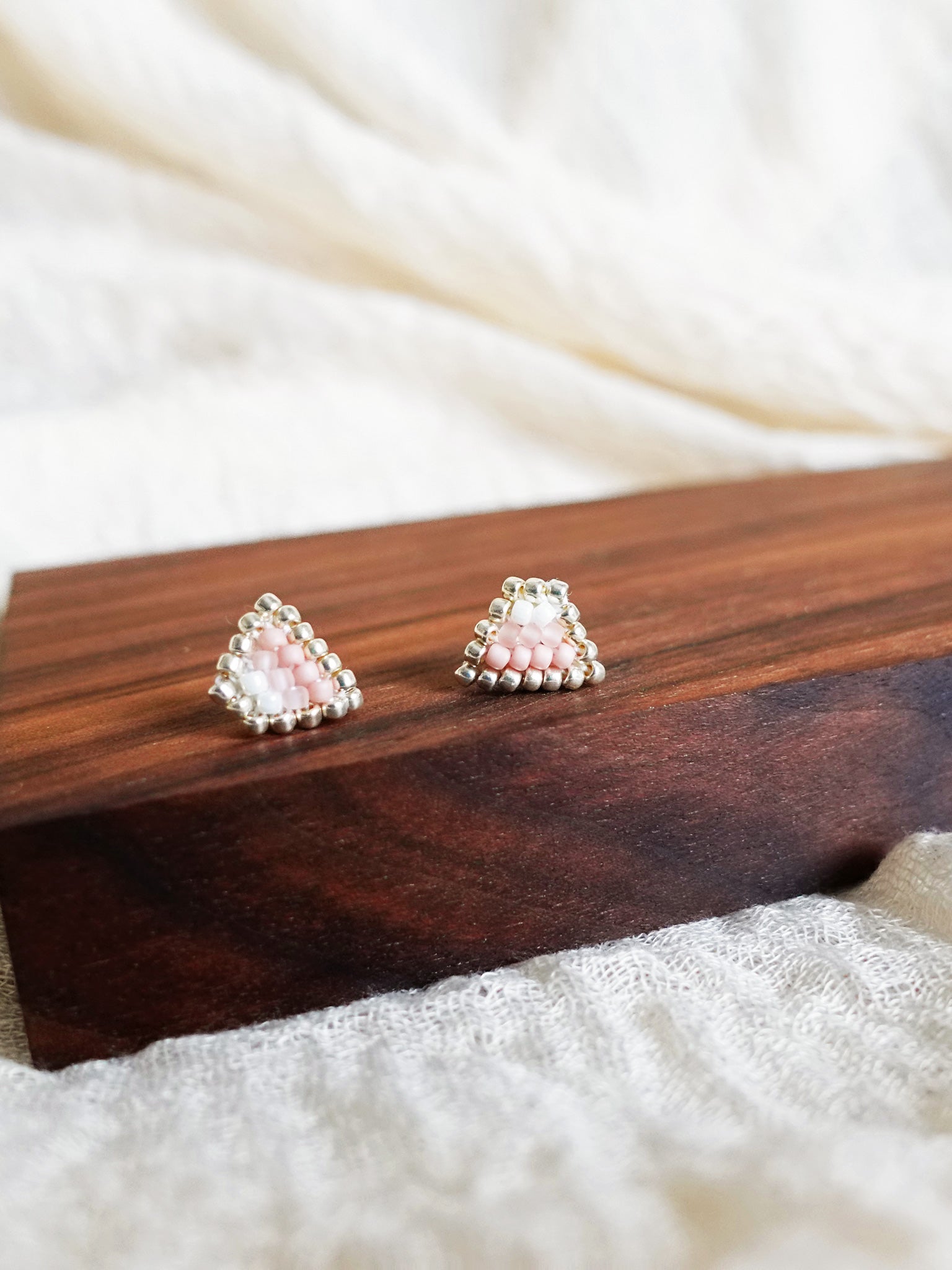 Palmer Stud Earrings in Blush Pink Display Front 1