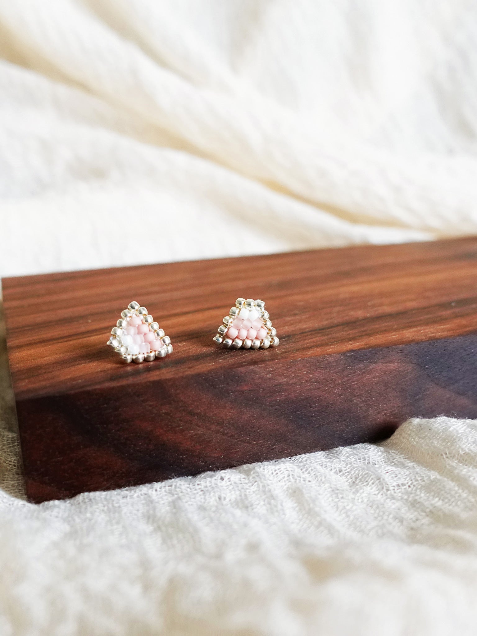 Palmer Stud Earrings in Blush Pink Display Front 3
