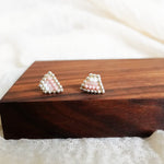 Palmer Stud Earrings in Blush Pink Display Front Close