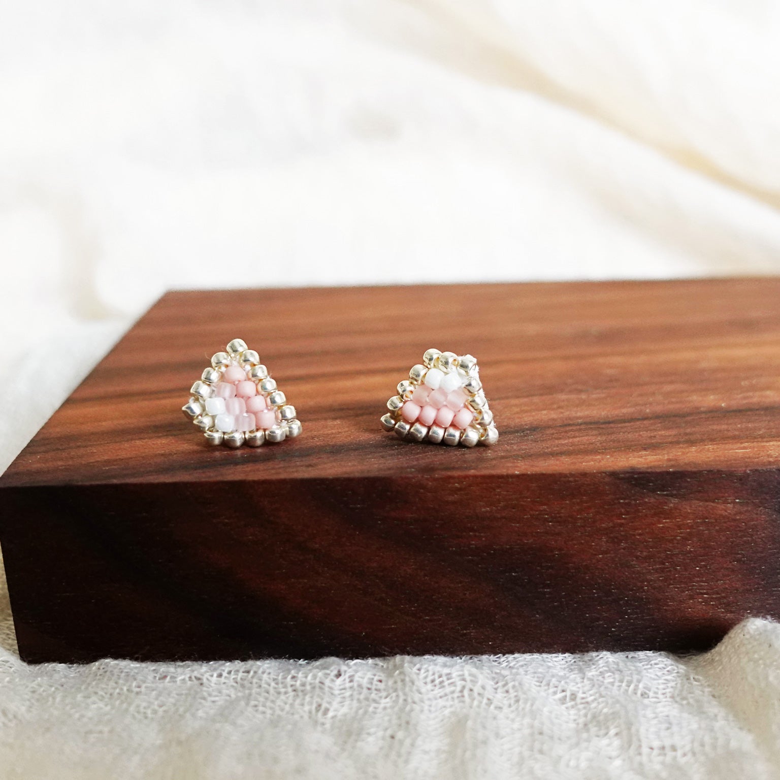 Palmer Stud Earrings in Blush Pink Display Front Close