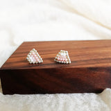 Palmer Stud Earrings in Blush Pink Display Front Close