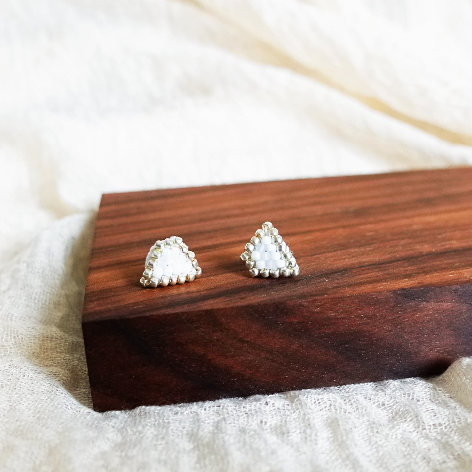 Palmer Stud Earrings in Cloud White Display Front