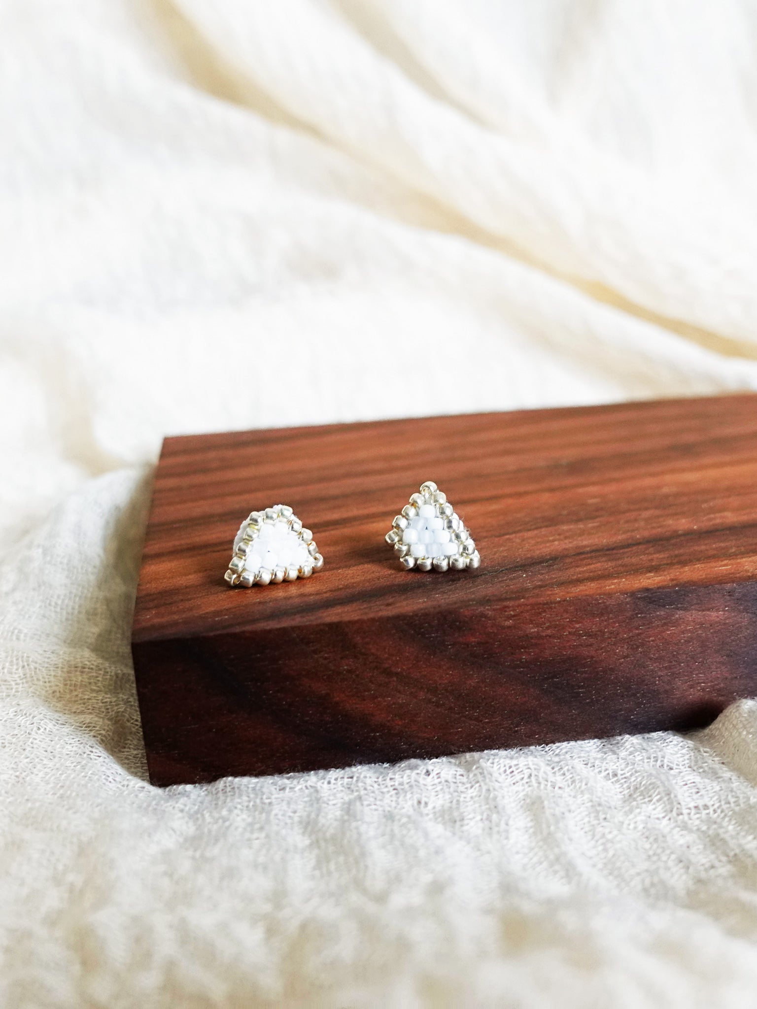 Palmer Stud Earrings in Cloud White Display Front
