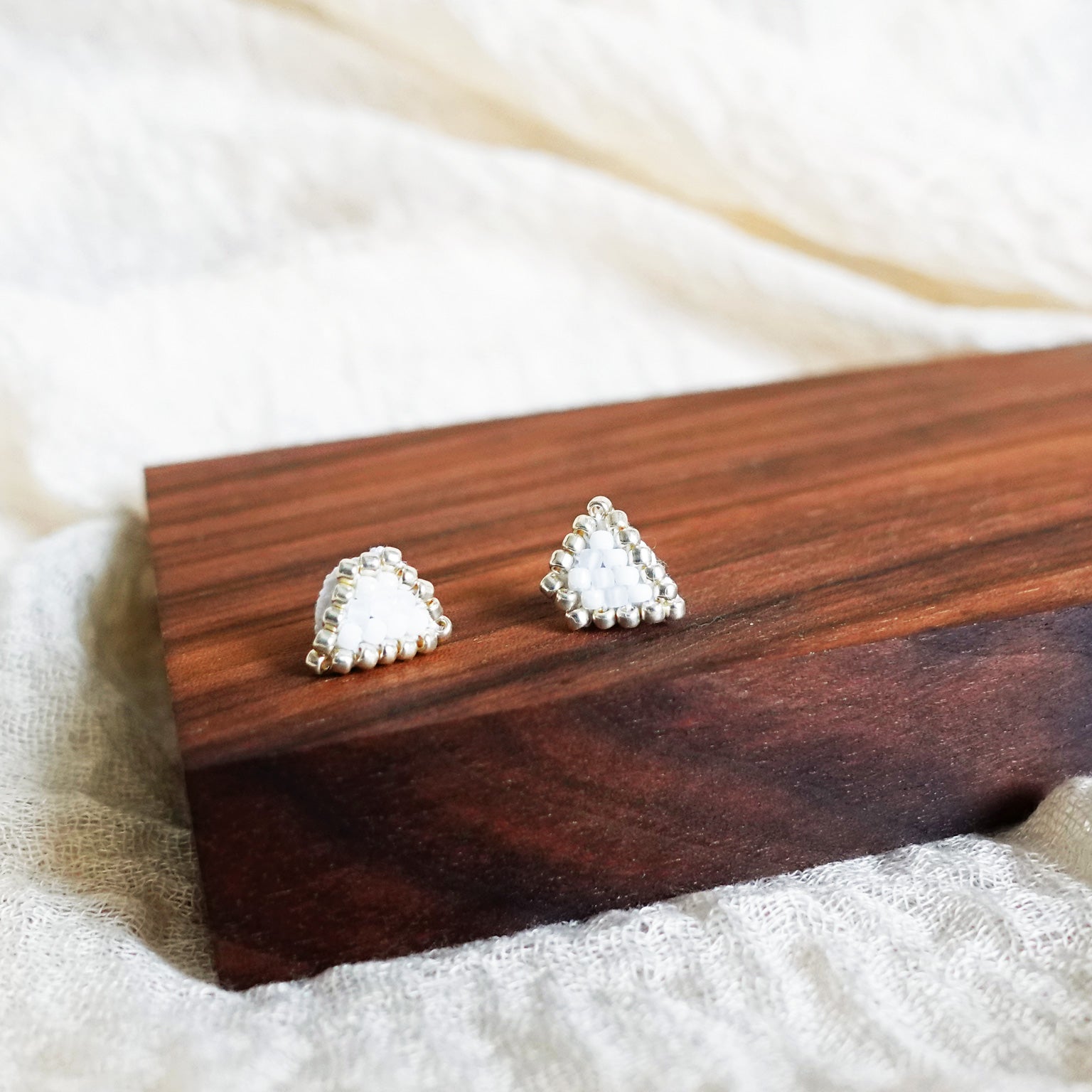 Palmer Stud Earrings in Cloud White Display Left