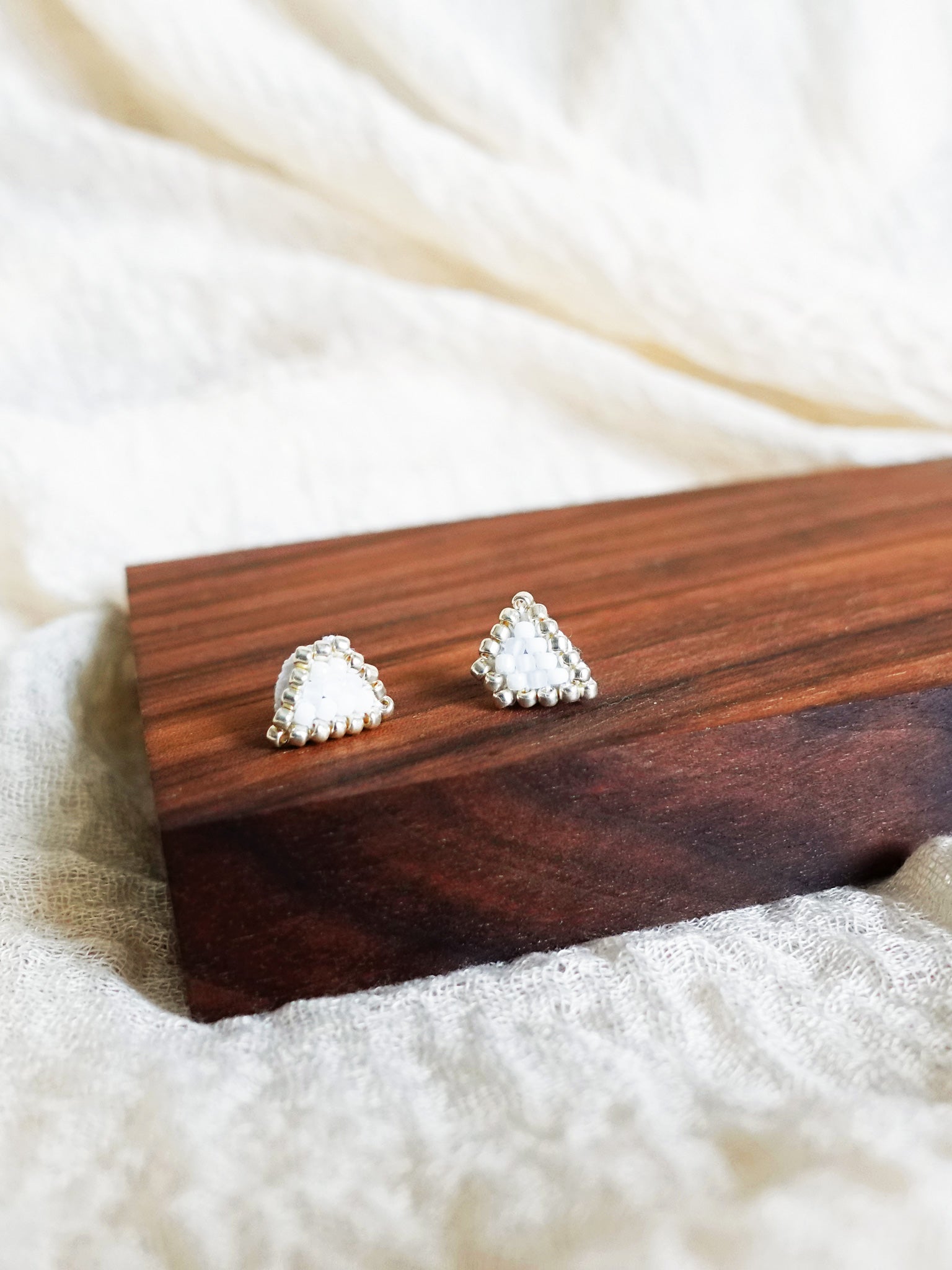 Palmer Stud Earrings in Cloud White Display Left